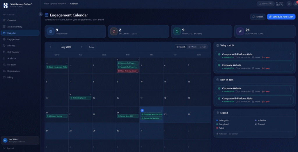 Teisoft Exposure Platform Calendar